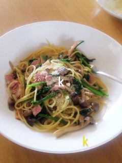 キノコとほうれん草の和風パスタ-レシピのメイン写真