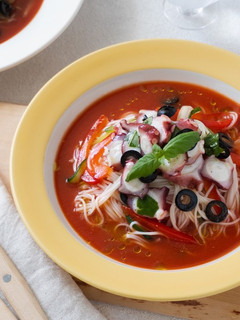 ガスパチョそうめんたこのオリーブ和えのせ-レシピのメイン写真
