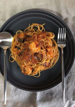 ワンパンでトマトクリームパスタ-レシピのメイン写真
