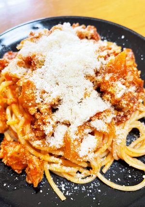 玉ねぎと挽肉のトマトパスタ（クラシコ）-レシピのメイン写真