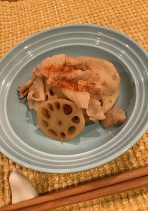 レンコンと豚肉の炒め-レシピのメイン写真