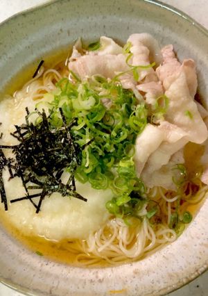 豚しゃぶ&とろろのぶっかけそうめん♡-レシピのメイン写真