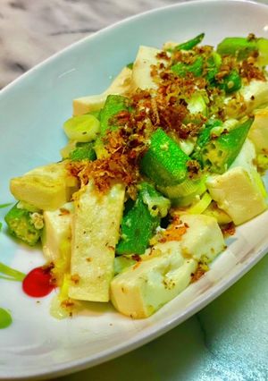 No2914オクラ豆腐塩炒め-レシピのメイン写真