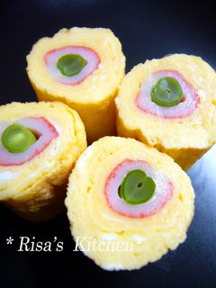 お弁当に✿カニカマいんげん玉子焼き-レシピのメイン写真