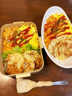 オムライスとハッシュポテト弁当-レシピのメイン写真