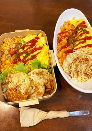 オムライスとハッシュポテト弁当-レシピのメイン写真
