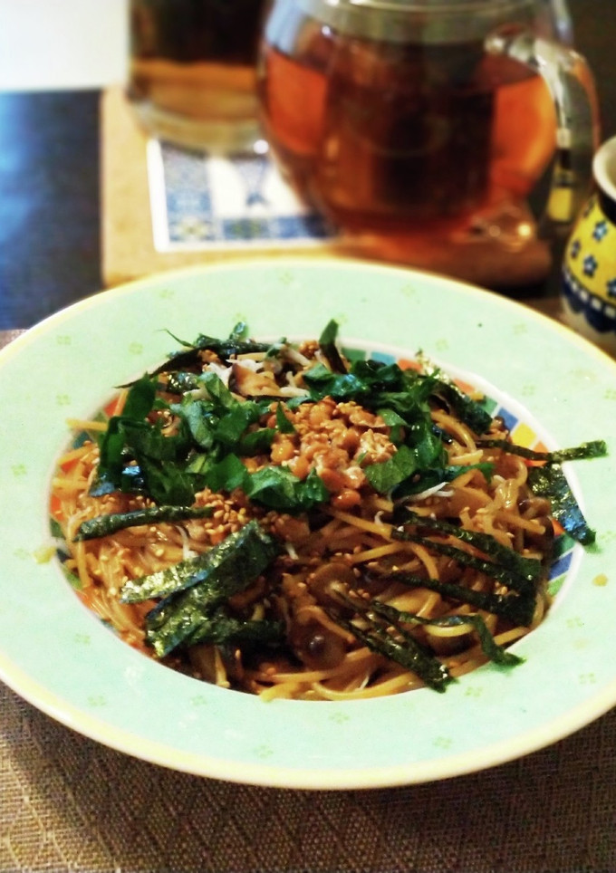 バター無し きのこと納豆の和風パスタ-レシピのメイン写真