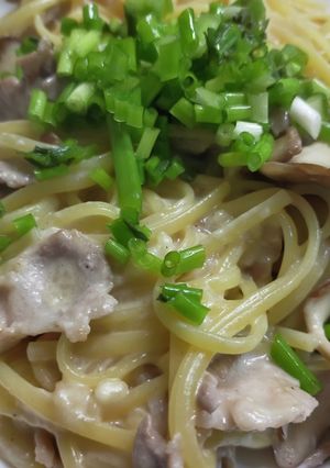 舞茸と豚肉のホワイトソースパスタ-レシピのメイン写真