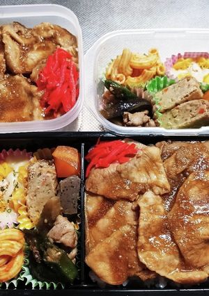 高校生息子＆旦那弁当（9/15）生姜焼き-レシピのメイン写真