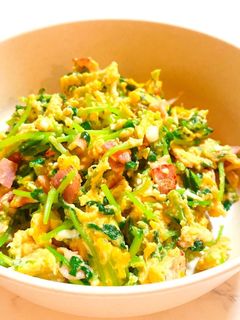 お弁当に 豆苗の卵とじ 彩り・コスパ抜群-レシピのメイン写真
