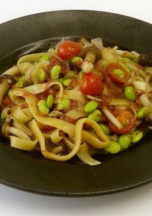 枝豆とコンビーフの生フェットチーネ-レシピのメイン写真