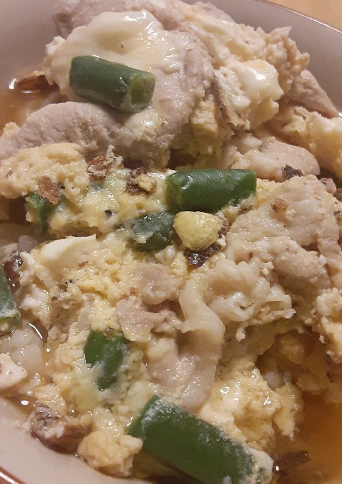 豚肉とインゲンのつゆだく卵とじ丼-レシピのメイン写真