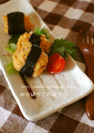 ☆鶏ひき肉♬つくねの磯辺巻き☆-レシピのメイン写真