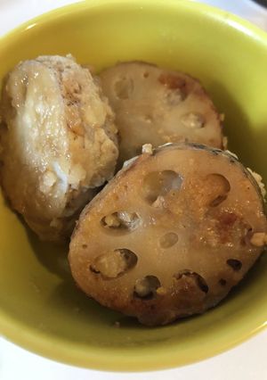 鶏つくねの蓮根の挟み焼き-レシピのメイン写真