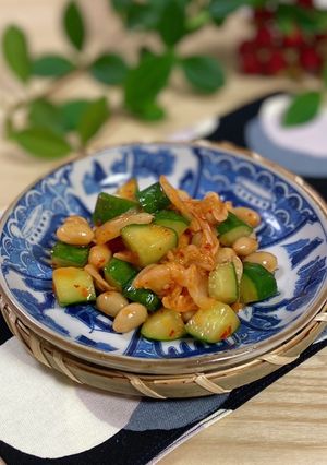 大豆と胡瓜のキムチ和え☆きな粉入り-レシピのメイン写真