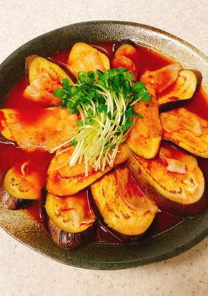なすと豚バラ肉のピリ辛レンチン蒸し-レシピのメイン写真