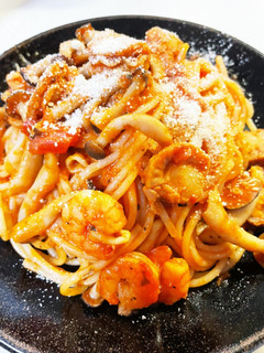 シーフードミックスでトマトソースパスタ-レシピのメイン写真