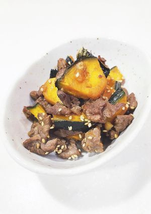 かぼちゃ&牛肉の甘辛炒め♪-レシピのメイン写真