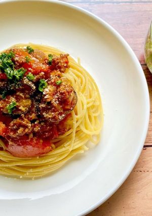 ミートソースパスタ-レシピのメイン写真