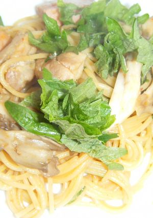 みずなと大葉のピリ辛ごまだれスパゲティ-レシピのメイン写真