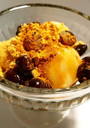 シナモンきな粉の豆腐白玉＆黒酢黒豆-レシピのメイン写真