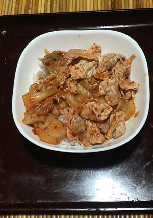 脂を使わない豚キムチ丼-レシピのメイン写真