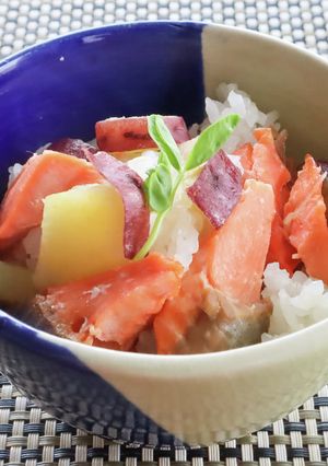 レンジで！鮭とさつまいものたき込みごはん-レシピのメイン写真