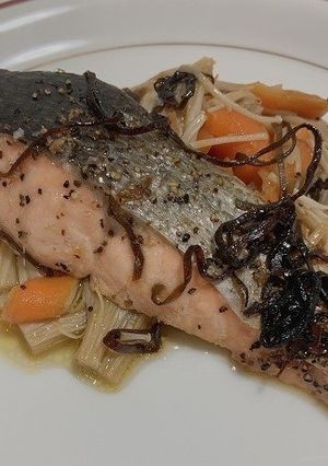 秋鮭のレンチン塩昆布-レシピのメイン写真