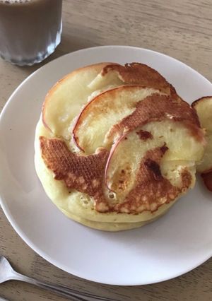 もちふわ溶ける！焼りんご豆腐ホットケーキ-レシピのメイン写真