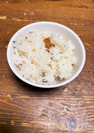 ずぼら作しょっぱい梅の炊き込みご飯-レシピのメイン写真