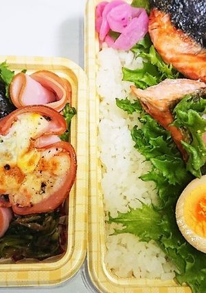 【夫婦弁当125】焼き鮭と味卵-レシピのメイン写真