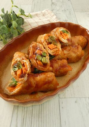 野菜と油あげの豚肉ロール煮-レシピのメイン写真