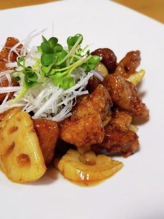 超簡単!!豚バラとレンコンの黒酢炒め♪-レシピのメイン写真