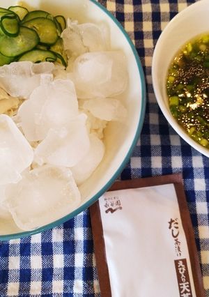 自炊飯　冷たいサラダお茶漬けとスープ-レシピのメイン写真