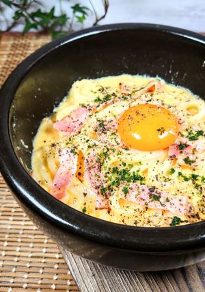 レンジで調理♪冷凍うどんカルボナーラ-レシピのメイン写真