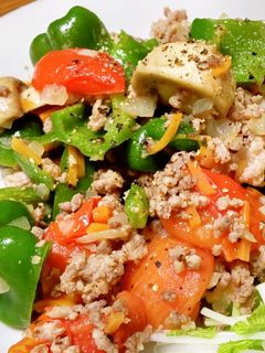 ピーマン肉詰めが面倒w合いびき肉と野菜炒-レシピのメイン写真