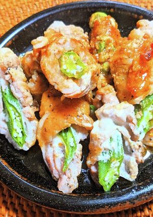 オクラのチーズ肉巻き柚子胡椒ポン酢炒め-レシピのメイン写真