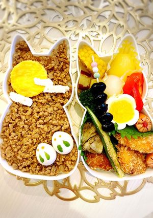 そぼろごはんのお月見弁当♡-レシピのメイン写真
