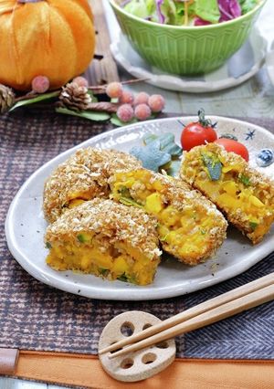 ほくほく♡揚げないかぼちゃコロッケ-レシピのメイン写真