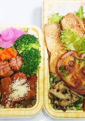 【夫婦弁当127】鳥胸照焼とナポリ炒め-レシピのメイン写真