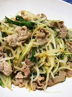 豚コマと水菜ともやしのニンニク醤油炒め-レシピのメイン写真