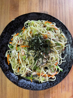 パパの簡単ネギパスタ人参チキンしめじ-レシピのメイン写真