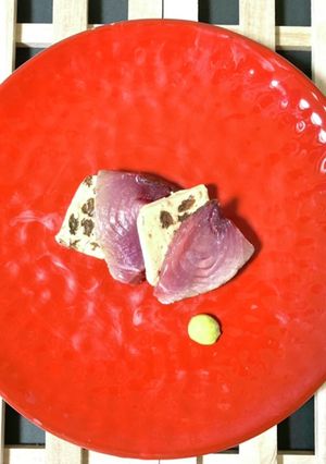 戻りカツオお刺身ラムレーズンクリーム添え-レシピのメイン写真