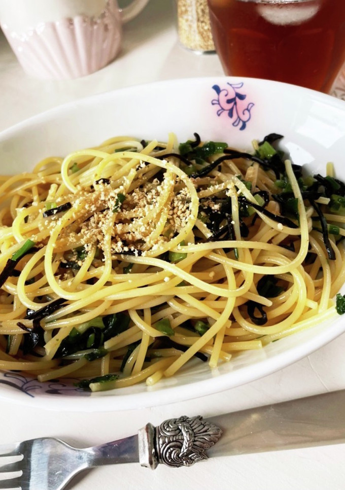 塩昆布とネギのスパゲティ　アムウェイ-レシピのメイン写真