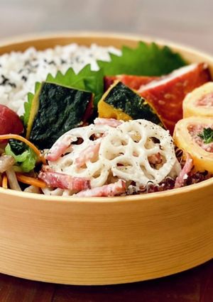 わっぱ弁当*南瓜甘酢あえとコンビーフ卵焼-レシピのメイン写真