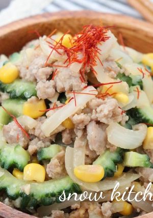ゴーヤとひき肉のこってり味噌炒め-レシピのメイン写真