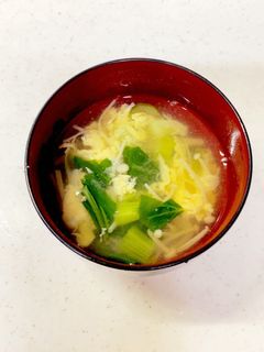 青梗菜 えのき かきたま味噌汁^^-レシピのメイン写真