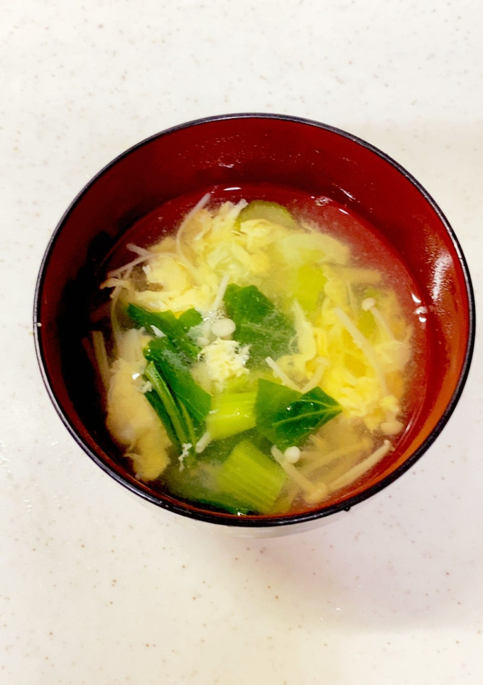 青梗菜 えのき かきたま味噌汁^^-レシピのメイン写真