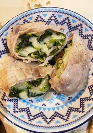 豚薄切り肉で野菜包み蒸し-レシピのメイン写真