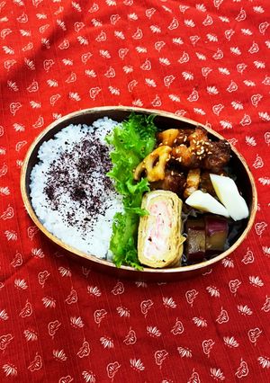 9/23鶏とレンコン の南蛮酢炒め弁当-レシピのメイン写真